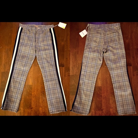 New Mother Insider Ankle Plaid Pants Stripe Jeans - Picture 5 of 10